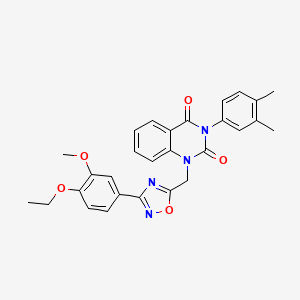 molecular formula C28H26N4O5 B2376772 3-(3,4-二甲苯基)-1-((3-(4-乙氧基-3-甲氧基苯基)-1,2,4-恶二唑-5-基)甲基)喹唑啉-2,4(1H,3H)-二酮 CAS No. 1207020-48-1