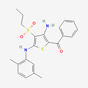 (3-Amino-5-((2,5-dimethylphenyl)amino)-4-(propylsulfonyl)thiophen-2-yl)(phenyl)methanone