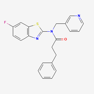 molecular formula C22H18FN3OS B2376781 N-(6-氟苯并[d]噻唑-2-基)-3-苯基-N-(吡啶-3-基甲基)丙酰胺 CAS No. 895020-40-3