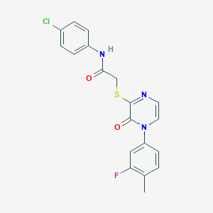 molecular formula C19H15ClFN3O2S B2376784 N-(4-氯苯基)-2-[4-(3-氟-4-甲苯基)-3-氧代吡嗪-2-基]硫代乙酰胺 CAS No. 899759-26-3