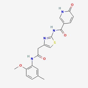 molecular formula C19H18N4O4S B2376793 N-(4-(2-((2-甲氧基-5-甲苯基)氨基)-2-氧代乙基)噻唑-2-基)-6-氧代-1,6-二氢吡啶-3-甲酰胺 CAS No. 946233-92-7