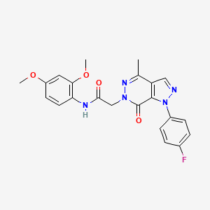 molecular formula C22H20FN5O4 B2376818 N-(2,4-二甲氧基苯基)-2-(1-(4-氟苯基)-4-甲基-7-氧代-1H-吡唑并[3,4-d]嘧啶-6(7H)-基)乙酰胺 CAS No. 942008-95-9
