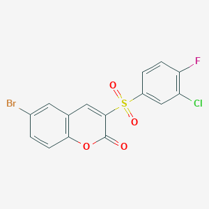 molecular formula C15H7BrClFO4S B2376834 6-bromo-3-((3-chloro-4-fluorophenyl)sulfonyl)-2H-chromen-2-one CAS No. 2034608-04-1