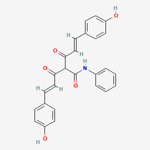 molecular formula C26H21NO5 B2376835 (E)-5-(4-hydroxyphenyl)-2-[(E)-3-(4-hydroxyphenyl)prop-2-enoyl]-3-oxo-N-phenylpent-4-enamide CAS No. 1255639-43-0
