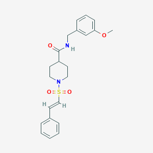 N-[(3-methoxyphenyl)methyl]-1-[(E)-2-phenylethenyl]sulfonylpiperidine-4-carboxamide