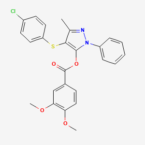 [4-(4-Chlorophenyl)sulfanyl-5-methyl-2-phenylpyrazol-3-yl] 3,4-dimethoxybenzoate