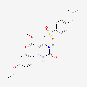 molecular formula C25H30N2O6S B2376857 Methyl 4-(4-ethoxyphenyl)-6-(((4-isobutylphenyl)sulfonyl)methyl)-2-oxo-1,2,3,4-tetrahydropyrimidine-5-carboxylate CAS No. 899724-24-4