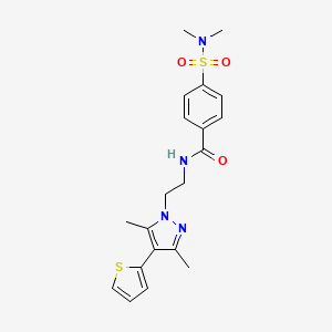 molecular formula C20H24N4O3S2 B2376859 N-(2-(3,5-dimethyl-4-(thiophen-2-yl)-1H-pyrazol-1-yl)ethyl)-4-(N,N-dimethylsulfamoyl)benzamide CAS No. 2034355-29-6