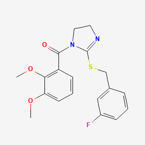 molecular formula C19H19FN2O3S B2376866 (2,3-二甲氧基苯基)-[2-[(3-氟苯基)甲硫基]-4,5-二氢咪唑-1-基]甲苯酮 CAS No. 851864-98-7