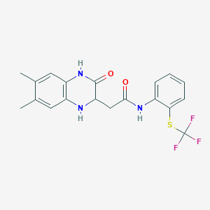 2-(6,7-dimethyl-3-oxo-1,2,3,4-tetrahydroquinoxalin-2-yl)-N-{2-[(trifluoromethyl)sulfanyl]phenyl}acetamide