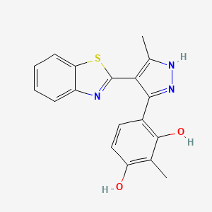 molecular formula C18H15N3O2S B2376871 4-(4-(benzo[d]thiazol-2-yl)-5-methyl-1H-pyrazol-3-yl)-2-methylbenzene-1,3-diol CAS No. 385424-29-3