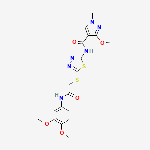 N-(5-((2-((3,4-dimethoxyphenyl)amino)-2-oxoethyl)thio)-1,3,4-thiadiazol-2-yl)-3-methoxy-1-methyl-1H-pyrazole-4-carboxamide