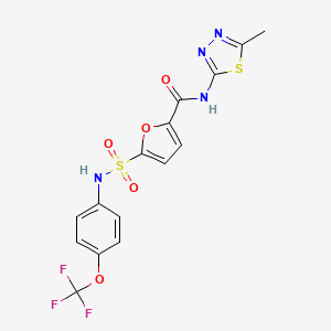 molecular formula C15H11F3N4O5S2 B2376887 N-(5-methyl-1,3,4-thiadiazol-2-yl)-5-(N-(4-(trifluoromethoxy)phenyl)sulfamoyl)furan-2-carboxamide CAS No. 1171745-00-8