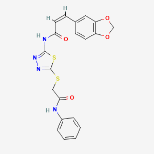 molecular formula C20H16N4O4S2 B2376892 (Z)-3-(benzo[d][1,3]dioxol-5-yl)-N-(5-((2-oxo-2-(phenylamino)ethyl)thio)-1,3,4-thiadiazol-2-yl)acrylamide CAS No. 477212-17-2