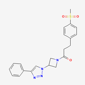 molecular formula C21H22N4O3S B2376893 3-(4-(methylsulfonyl)phenyl)-1-(3-(4-phenyl-1H-1,2,3-triazol-1-yl)azetidin-1-yl)propan-1-one CAS No. 2034265-81-9