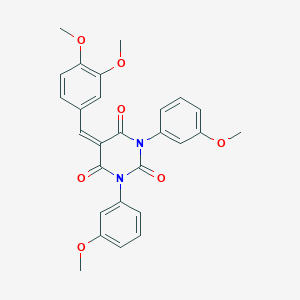 5-[(3,4-Dimethoxyphenyl)methylidene]-1,3-bis(3-methoxyphenyl)-1,3-diazinane-2,4,6-trione