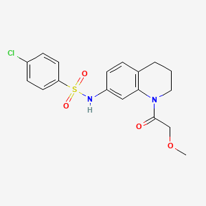molecular formula C18H19ClN2O4S B2376905 4-chloro-N-(1-(2-methoxyacetyl)-1,2,3,4-tetrahydroquinolin-7-yl)benzenesulfonamide CAS No. 1173032-73-9