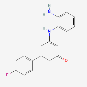 molecular formula C18H17FN2O B2376907 3-(2-氨基苯胺基)-5-(4-氟苯基)-2-环己烯-1-酮 CAS No. 338400-92-3