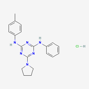 molecular formula C20H23ClN6 B2376913 N2-phenyl-6-(pyrrolidin-1-yl)-N4-(p-tolyl)-1,3,5-triazine-2,4-diamine hydrochloride CAS No. 1179445-80-7