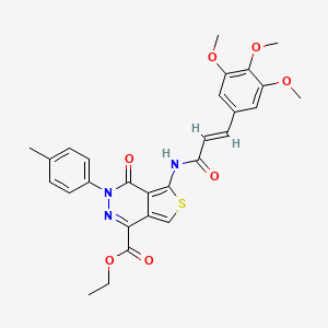 (E)-ethyl 4-oxo-3-(p-tolyl)-5-(3-(3,4,5-trimethoxyphenyl)acrylamido)-3,4-dihydrothieno[3,4-d]pyridazine-1-carboxylate