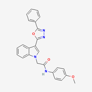 molecular formula C25H20N4O3 B2376920 N-(4-methoxyphenyl)-2-(3-(5-phenyl-1,3,4-oxadiazol-2-yl)-1H-indol-1-yl)acetamide CAS No. 1021106-28-4