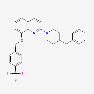 molecular formula C29H27F3N2O B2376926 2-(4-Benzylpiperidin-1-yl)-8-((4-(trifluoromethyl)benzyl)oxy)quinoline CAS No. 941903-09-9