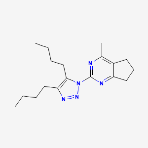 molecular formula C18H27N5 B2376927 2-(4,5-dibutyl-1H-1,2,3-triazol-1-yl)-4-methyl-6,7-dihydro-5H-cyclopenta[d]pyrimidine CAS No. 860785-42-8