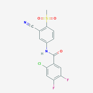 molecular formula C15H9ClF2N2O3S B2376928 2-Chloro-N-(3-cyano-4-(methylsulfonyl)phenyl)-4,5-difluorobenzenecarboxamide CAS No. 320421-61-2