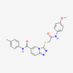 molecular formula C23H21N5O3S B2376939 3-({2-[(4-methoxyphenyl)amino]-2-oxoethyl}thio)-N-(4-methylphenyl)[1,2,4]triazolo[4,3-a]pyridine-6-carboxamide CAS No. 1111000-70-4