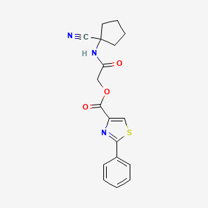 molecular formula C18H17N3O3S B2376944 [2-[(1-Cyanocyclopentyl)amino]-2-oxoethyl] 2-phenyl-1,3-thiazole-4-carboxylate CAS No. 924018-25-7