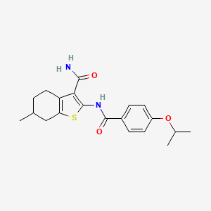 molecular formula C20H24N2O3S B2376945 2-(4-Isopropoxybenzamido)-6-methyl-4,5,6,7-tetrahydrobenzo[b]thiophene-3-carboxamide CAS No. 391876-33-8