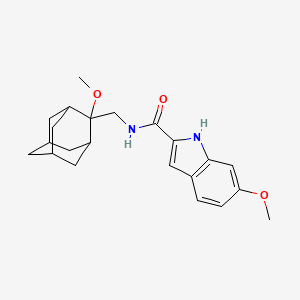 molecular formula C22H28N2O3 B2376946 6-methoxy-N-(((1R,3S,5r,7r)-2-methoxyadamantan-2-yl)methyl)-1H-indole-2-carboxamide CAS No. 1797717-06-6