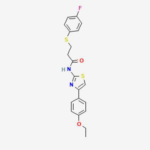 molecular formula C20H19FN2O2S2 B2376953 N-(4-(4-ethoxyphenyl)thiazol-2-yl)-3-((4-fluorophenyl)thio)propanamide CAS No. 896352-73-1