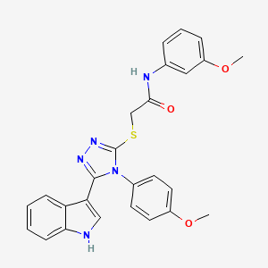 molecular formula C26H23N5O3S B2376956 2-((5-(1H-吲哚-3-基)-4-(4-甲氧基苯基)-4H-1,2,4-三唑-3-基)硫代)-N-(3-甲氧基苯基)乙酰胺 CAS No. 946275-47-4