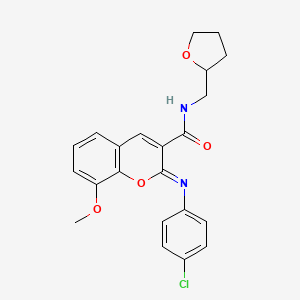(2Z)-2-[(4-chlorophenyl)imino]-8-methoxy-N-(tetrahydrofuran-2-ylmethyl)-2H-chromene-3-carboxamide