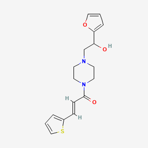 molecular formula C17H20N2O3S B2376966 (E)-1-(4-(2-(furan-2-yl)-2-hydroxyethyl)piperazin-1-yl)-3-(thiophen-2-yl)prop-2-en-1-one CAS No. 1396890-33-7