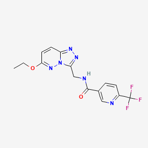 molecular formula C15H13F3N6O2 B2376993 N-((6-乙氧基-[1,2,4]三唑并[4,3-b]哒嗪-3-基)甲基)-6-(三氟甲基)烟酰胺 CAS No. 2034355-17-2