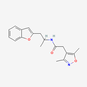 molecular formula C18H20N2O3 B2377005 N-(1-(苯并呋喃-2-基)丙-2-基)-2-(3,5-二甲基异恶唑-4-基)乙酰胺 CAS No. 2034331-19-4