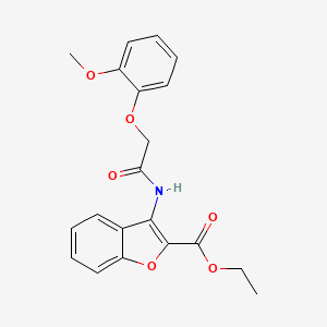 molecular formula C20H19NO6 B2377012 Ethyl 3-(2-(2-methoxyphenoxy)acetamido)benzofuran-2-carboxylate CAS No. 847406-39-7