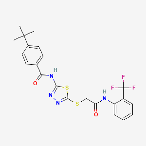 molecular formula C22H21F3N4O2S2 B2377016 4-(tert-butyl)-N-(5-((2-oxo-2-((2-(trifluoromethyl)phenyl)amino)ethyl)thio)-1,3,4-thiadiazol-2-yl)benzamide CAS No. 392297-11-9