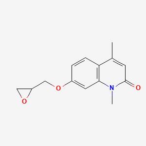 molecular formula C14H15NO3 B2377019 1,4-Dimethyl-7-(oxiran-2-ylmethoxy)quinolin-2-one CAS No. 2411201-61-9