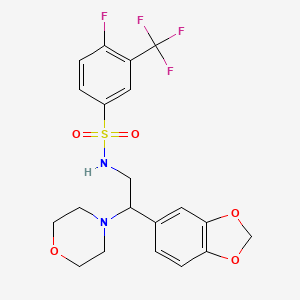 molecular formula C20H20F4N2O5S B2377021 N-(2-(苯并[d][1,3]二氧杂环-5-基)-2-吗啉乙基)-4-氟-3-(三氟甲基)苯磺酰胺 CAS No. 887219-08-1
