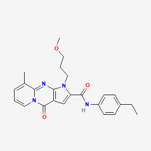 molecular formula C24H26N4O3 B2377022 N-(4-ethylphenyl)-1-(3-methoxypropyl)-9-methyl-4-oxo-1,4-dihydropyrido[1,2-a]pyrrolo[2,3-d]pyrimidine-2-carboxamide CAS No. 900876-06-4
