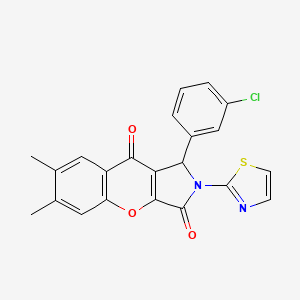 molecular formula C22H15ClN2O3S B2377031 1-(3-氯苯基)-6,7-二甲基-2-(噻唑-2-基)-1,2-二氢色烯并[2,3-c]吡咯-3,9-二酮 CAS No. 634560-03-5