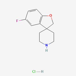molecular formula C12H15ClFNO B2377033 5-Fluoro-2H-spiro[1-benzofuran-3,4'-piperidine]hydrochloride CAS No. 167484-65-3