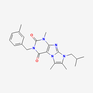 molecular formula C22H27N5O2 B2377034 8-异丁基-1,6,7-三甲基-3-(3-甲基苄基)-1H-咪唑并[2,1-f]嘌呤-2,4(3H,8H)-二酮 CAS No. 938789-63-0