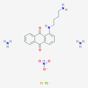 molecular formula C18H24ClN5O5Pt B237704 1-(4-Aminobutylamino)anthracene-9,10-dione;azane;platinum(2+);chloride;nitrate CAS No. 139164-42-4
