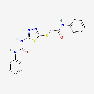 molecular formula C17H15N5O2S2 B2377041 N-phenyl-2-((5-(3-phenylureido)-1,3,4-thiadiazol-2-yl)thio)acetamide CAS No. 886942-32-1