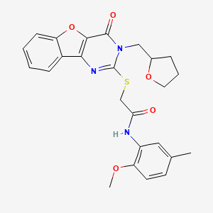 N-(2-methoxy-5-methylphenyl)-2-{[4-oxo-3-(tetrahydrofuran-2-ylmethyl)-3,4-dihydro[1]benzofuro[3,2-d]pyrimidin-2-yl]sulfanyl}acetamide