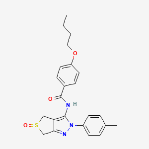 molecular formula C23H25N3O3S B2377046 4-butoxy-N-(5-oxido-2-(p-tolyl)-4,6-dihydro-2H-thieno[3,4-c]pyrazol-3-yl)benzamide CAS No. 958703-65-6